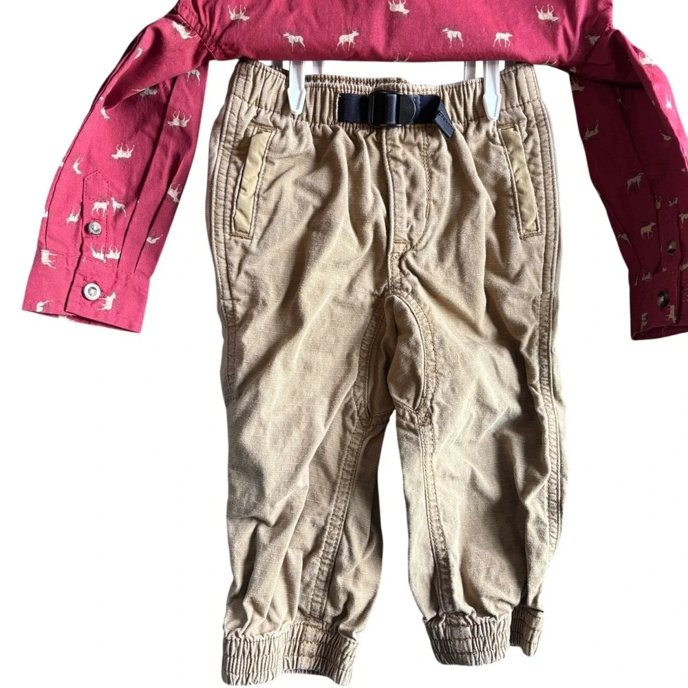 Wrangler Baby Gap Outfit Set 24 Months Animal Print Shirt Pants